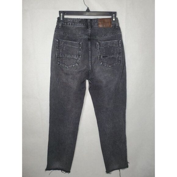One by OneTeaspoon High Waist Awesome Baggies Distressed Black Denim Jeans Sz 25 - Picture 12 of 13
